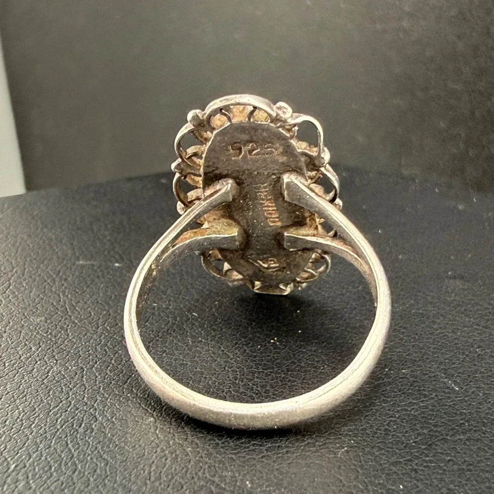 Vintage Mexican Sterling‎ Silver Ring Abalone Signed Size 6